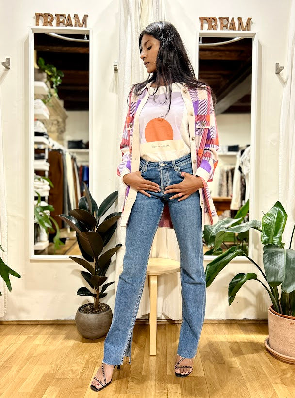 Jeans taglio dritto con spacco