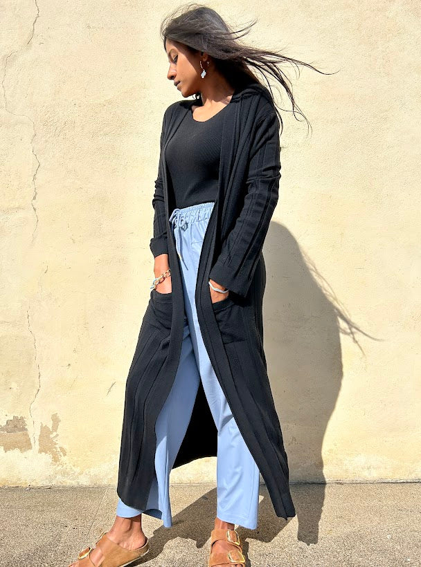 Cardigan lungo a coste