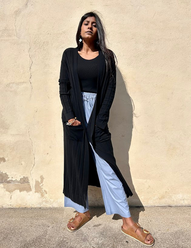 Cardigan lungo a coste