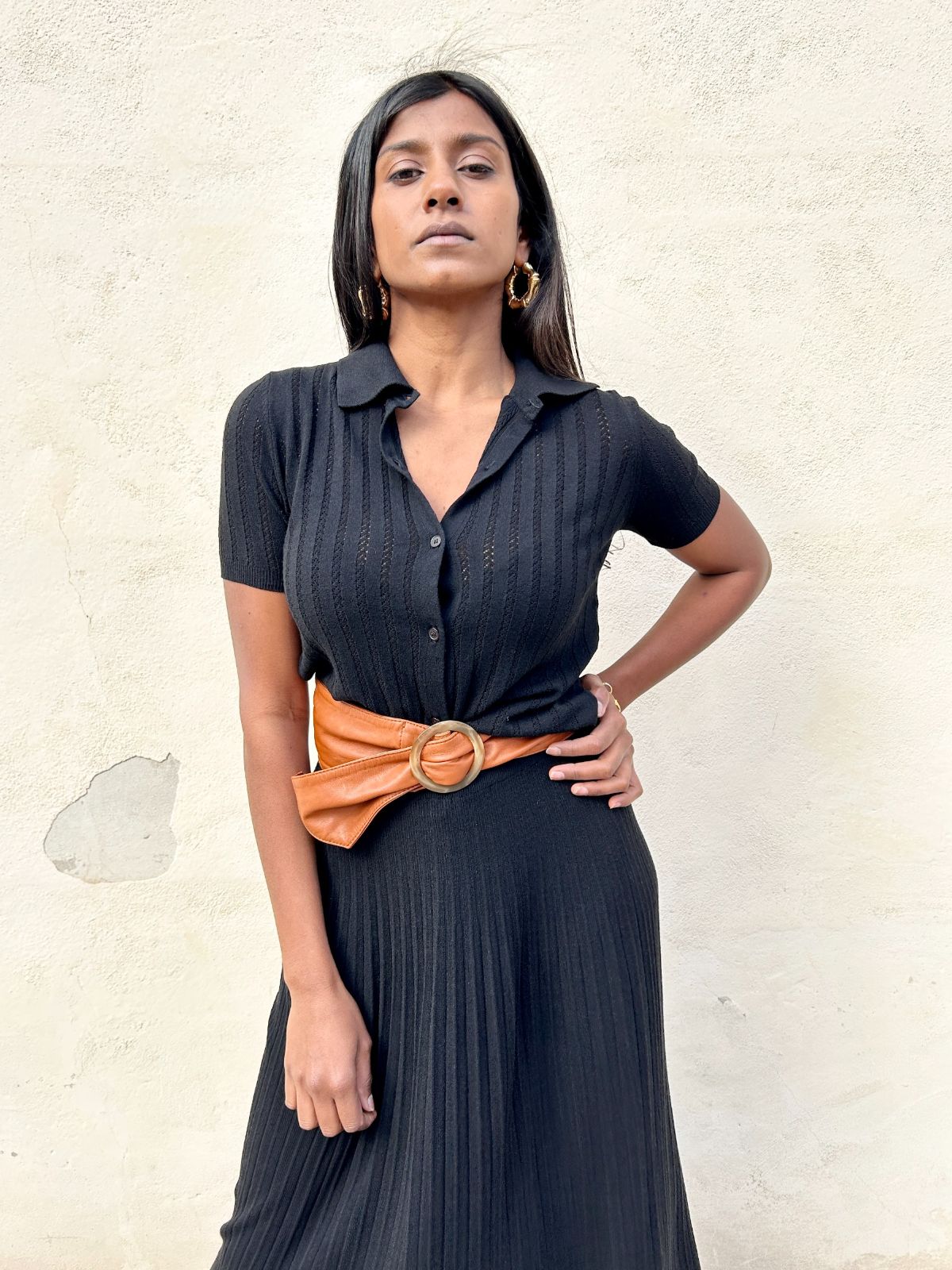 Maglia traforata con abbottonatura