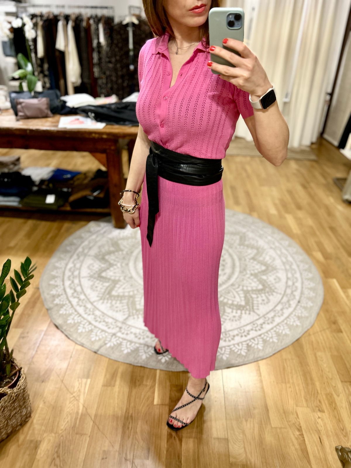 Gonna in maglia plissettata rosa