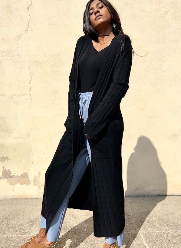 Cardigan lungo a coste