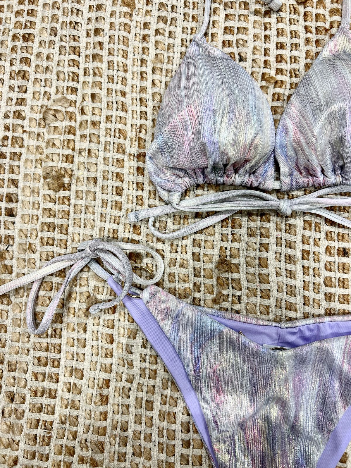Bikini triangolo fluid argento donna