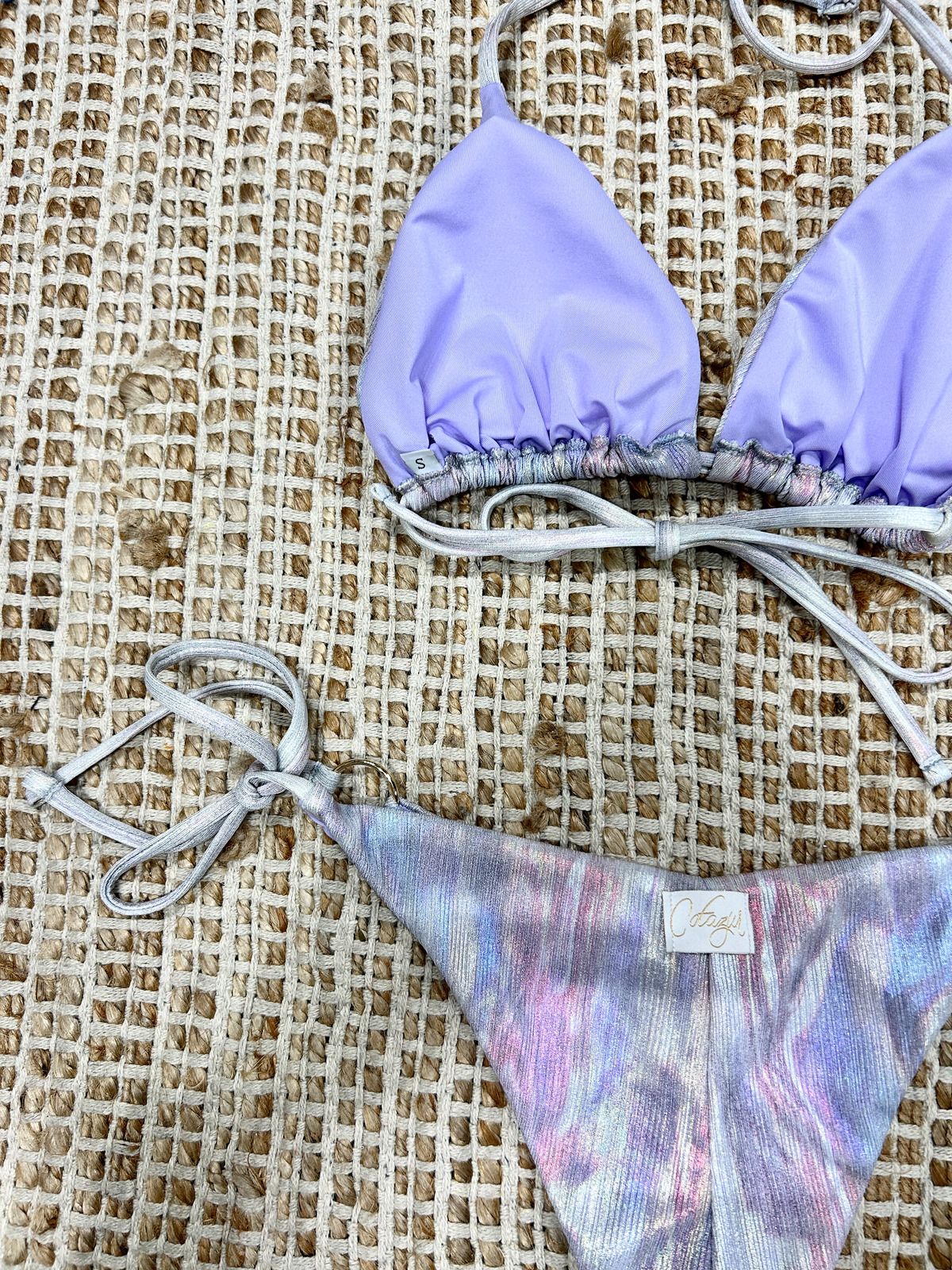 Bikini triangolo fluid argento donna