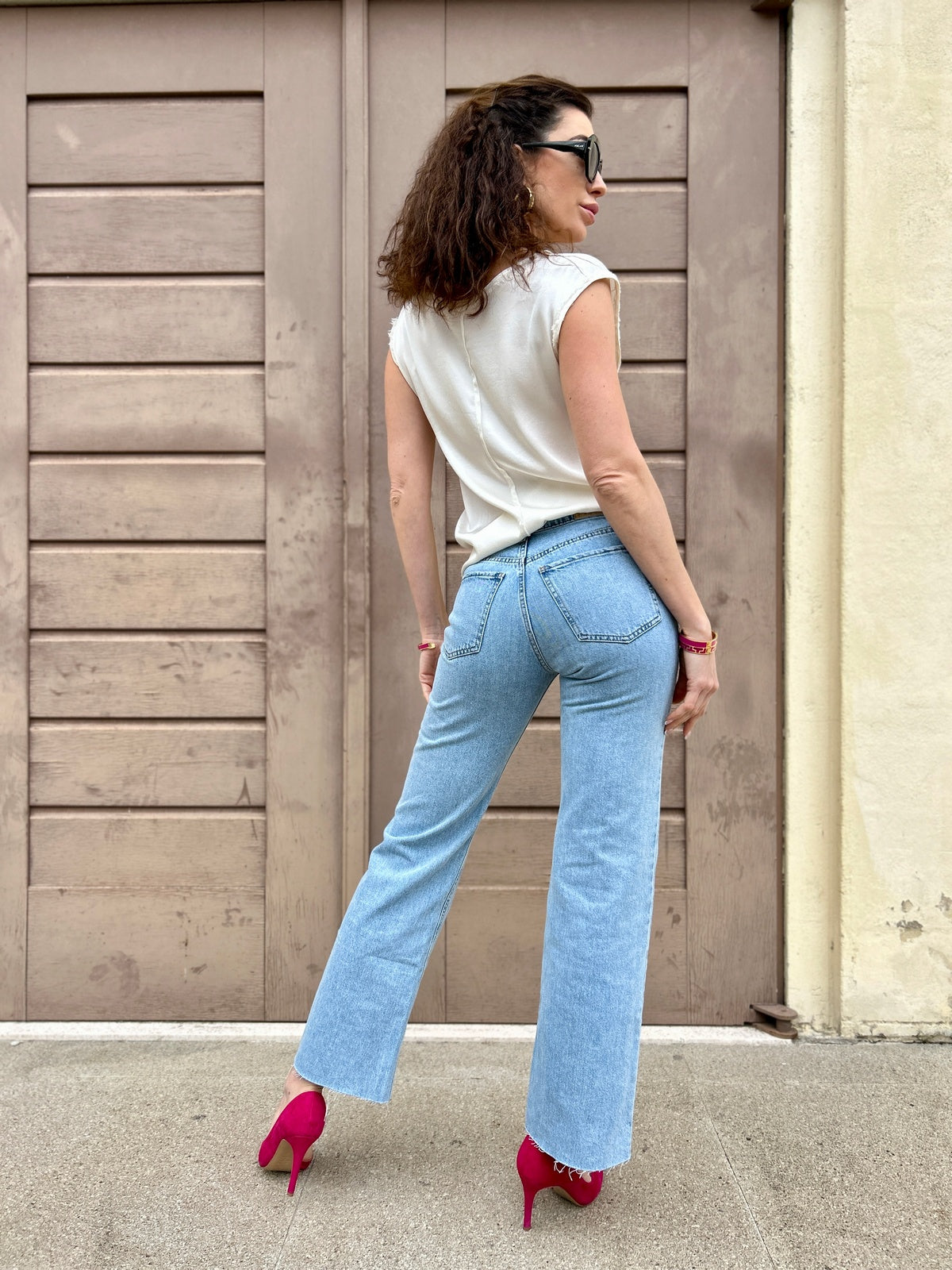 Denim taglio dritto sfrangiato al fondo