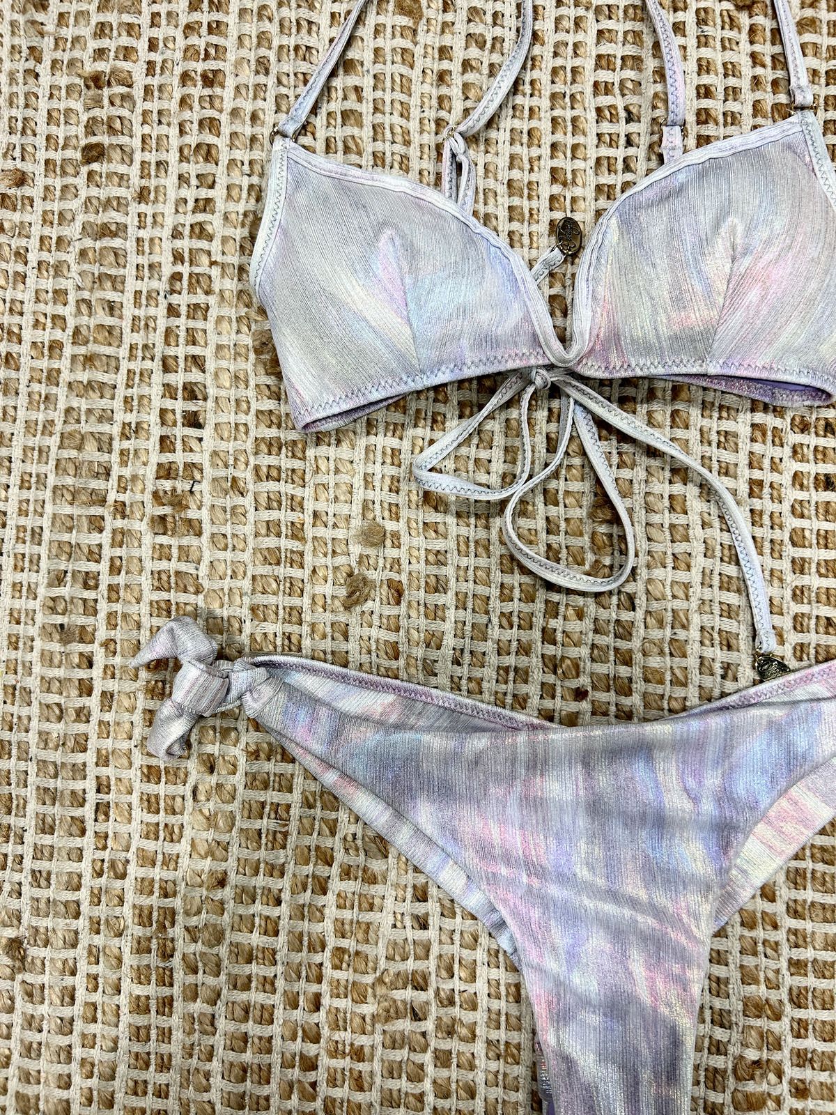 Bikini corpetto fluid argento donna