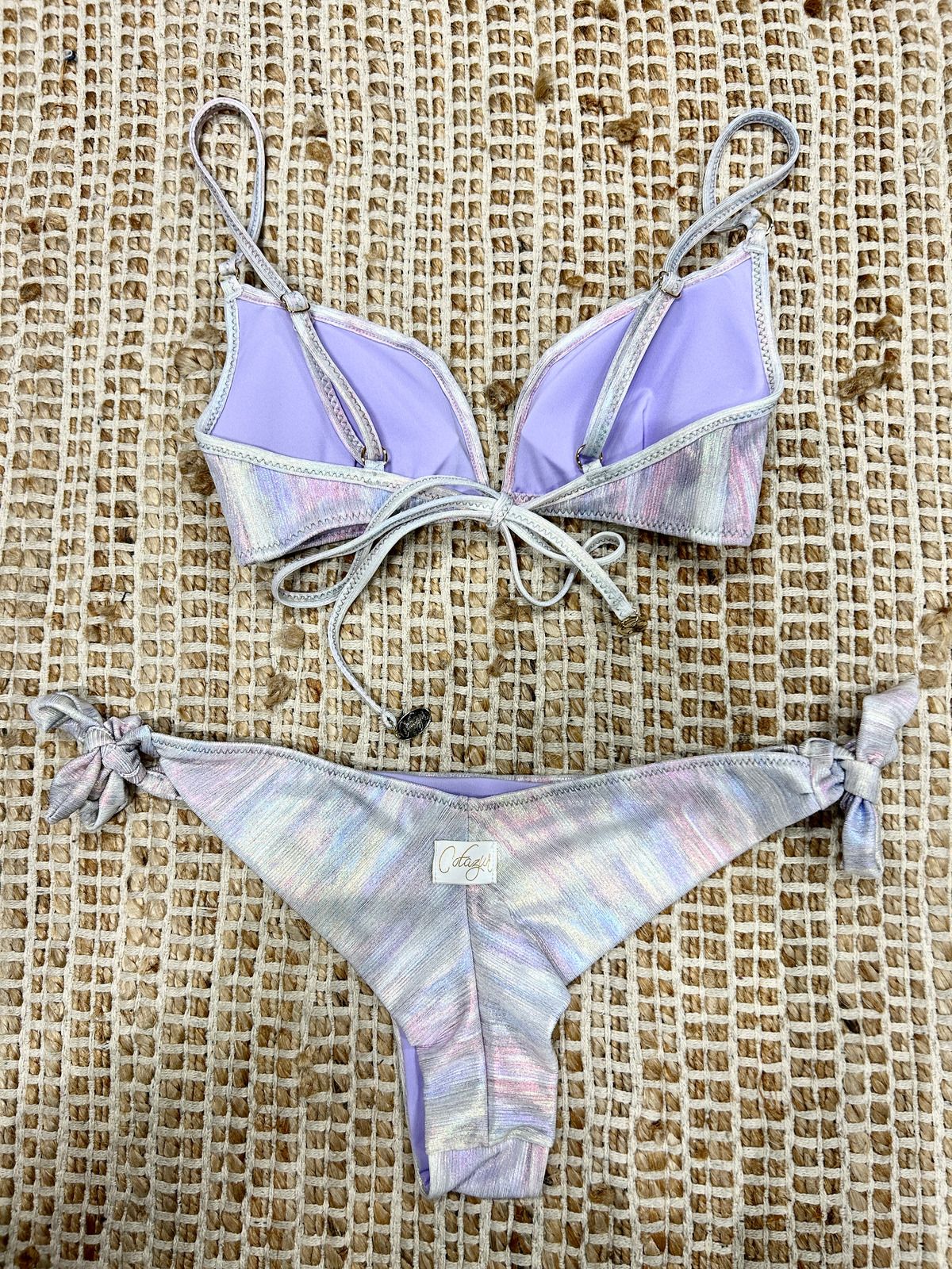 Bikini corpetto fluid argento donna