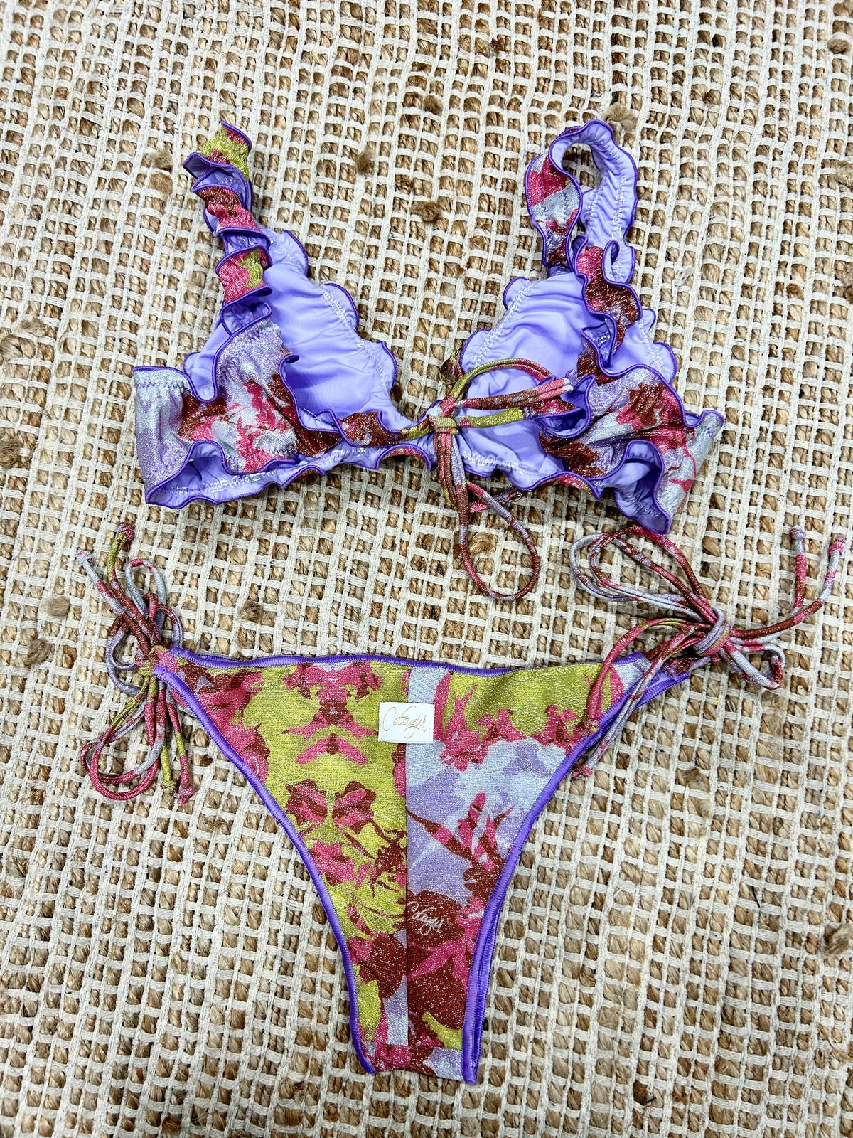 Bikini corpetto fiorato lurex donna