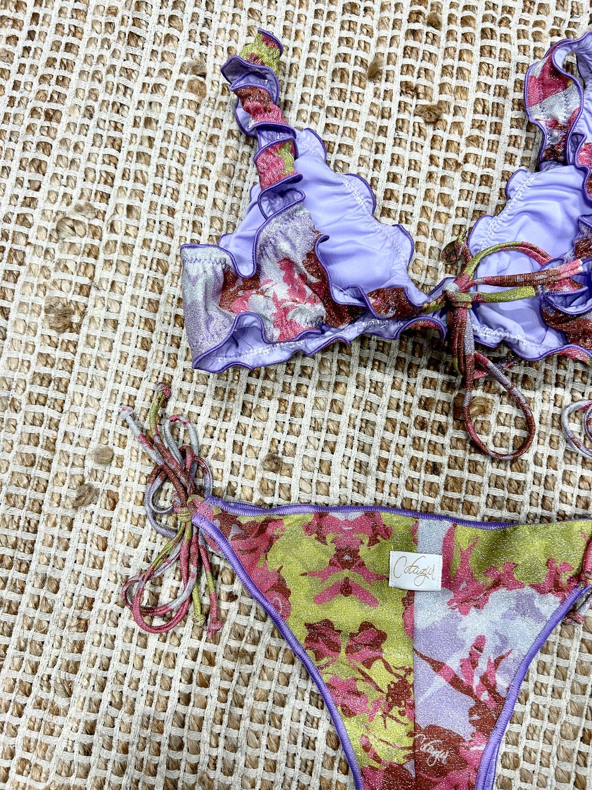Bikini corpetto fiorato lurex donna