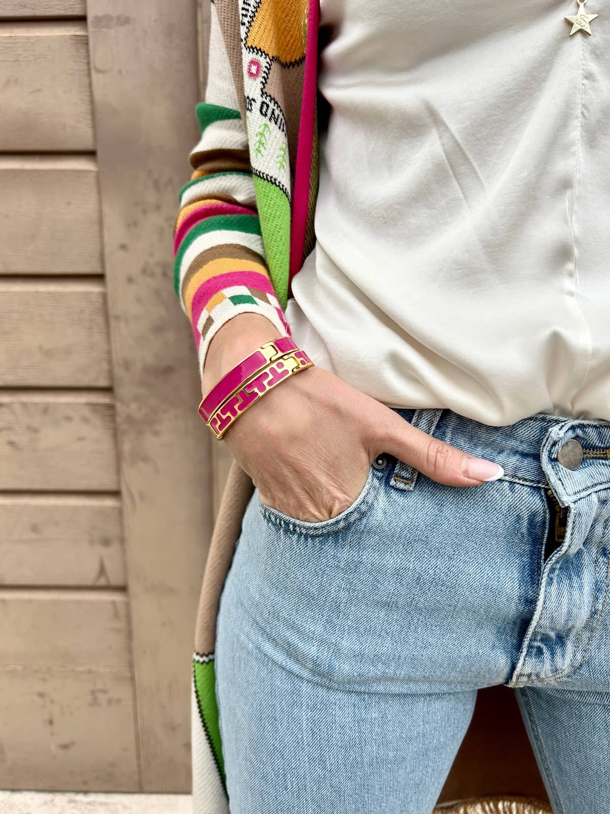Bracciale mini chiuso greca fucsia