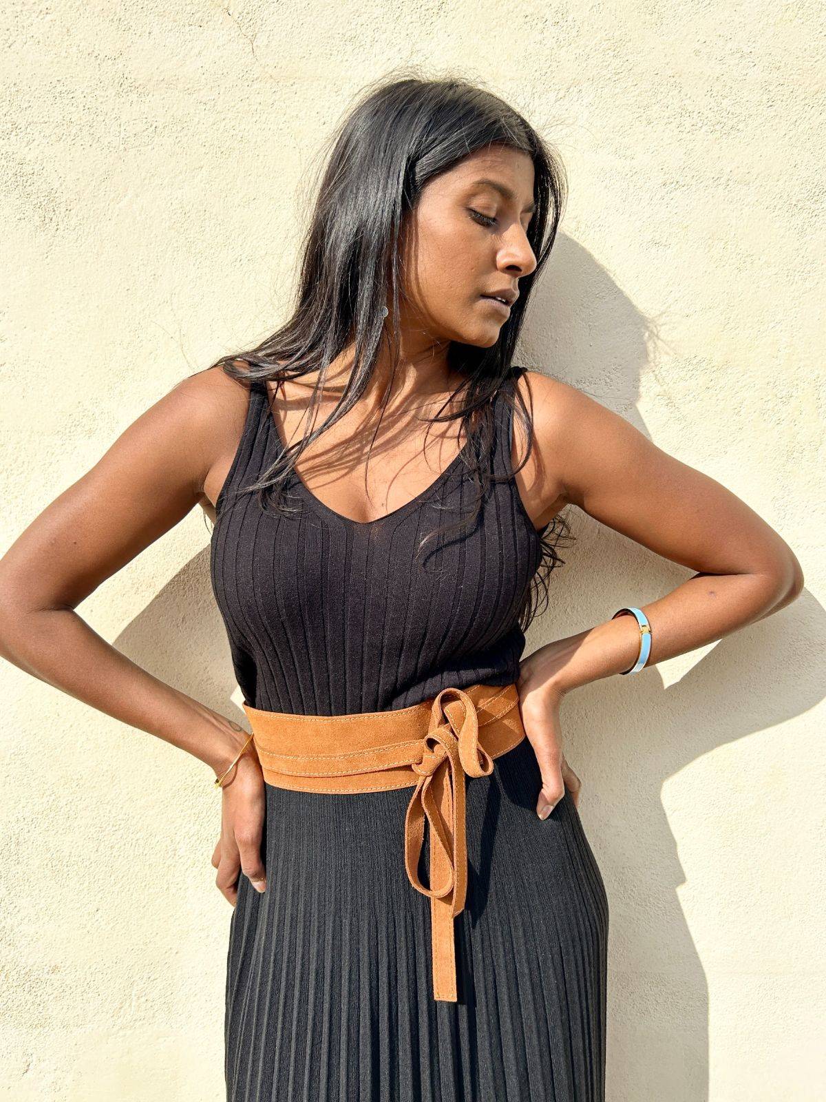 Canotta in maglia a coste nera