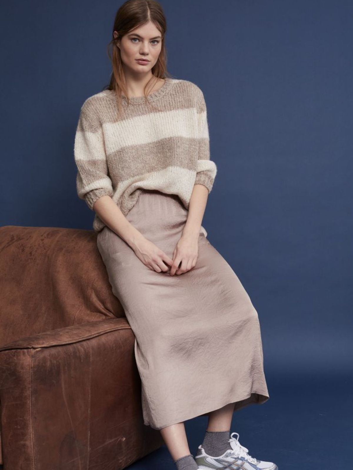 Maglia a bande in mohair
