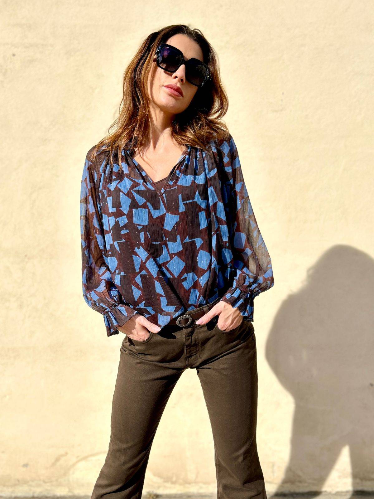 Blusa in creponne lurex fantasia “astratta”