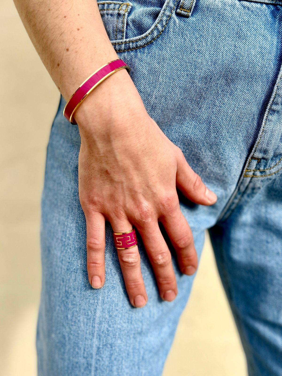 Anello greca etrusca fucsia