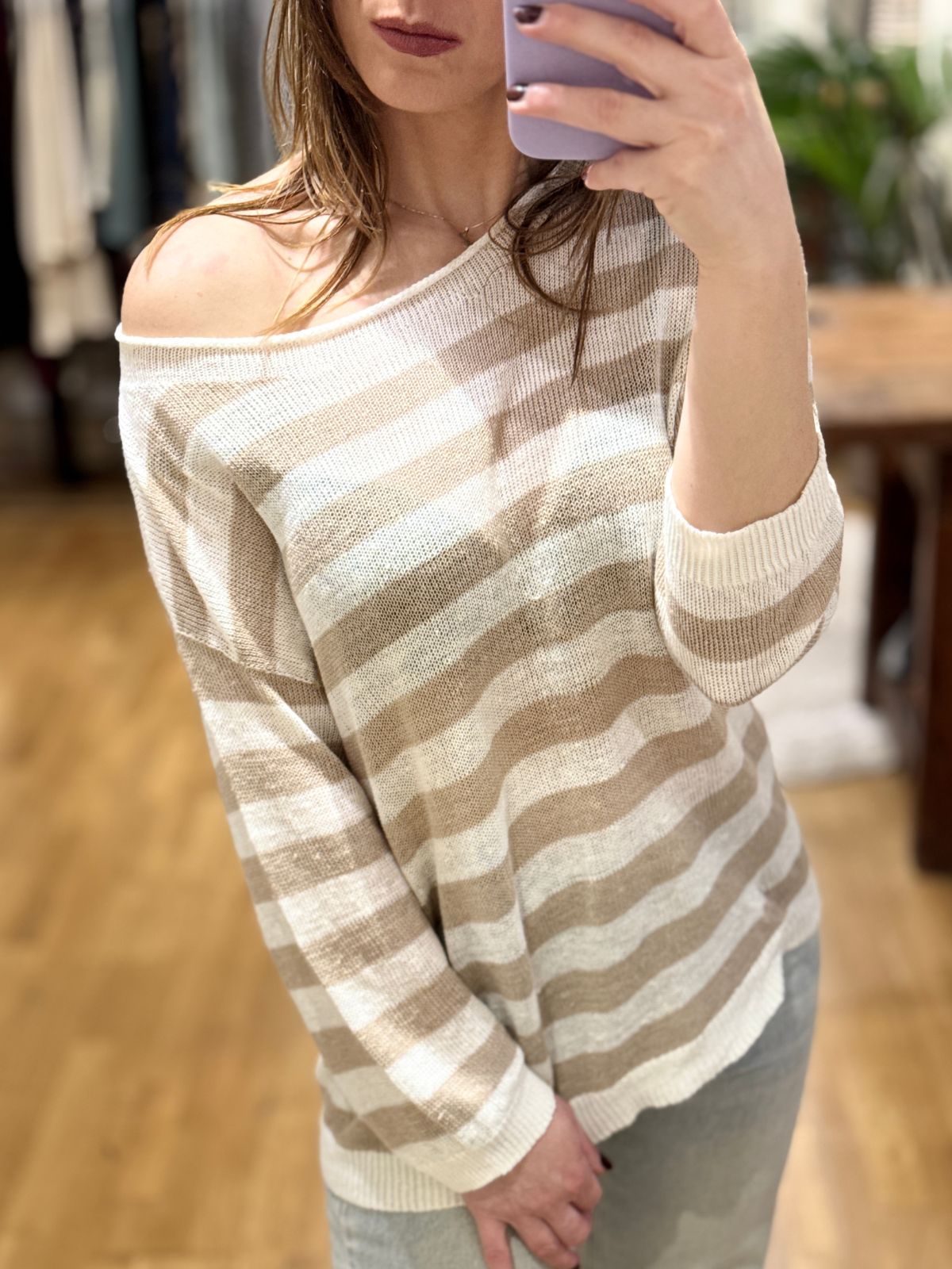 Maglia in lino a righe