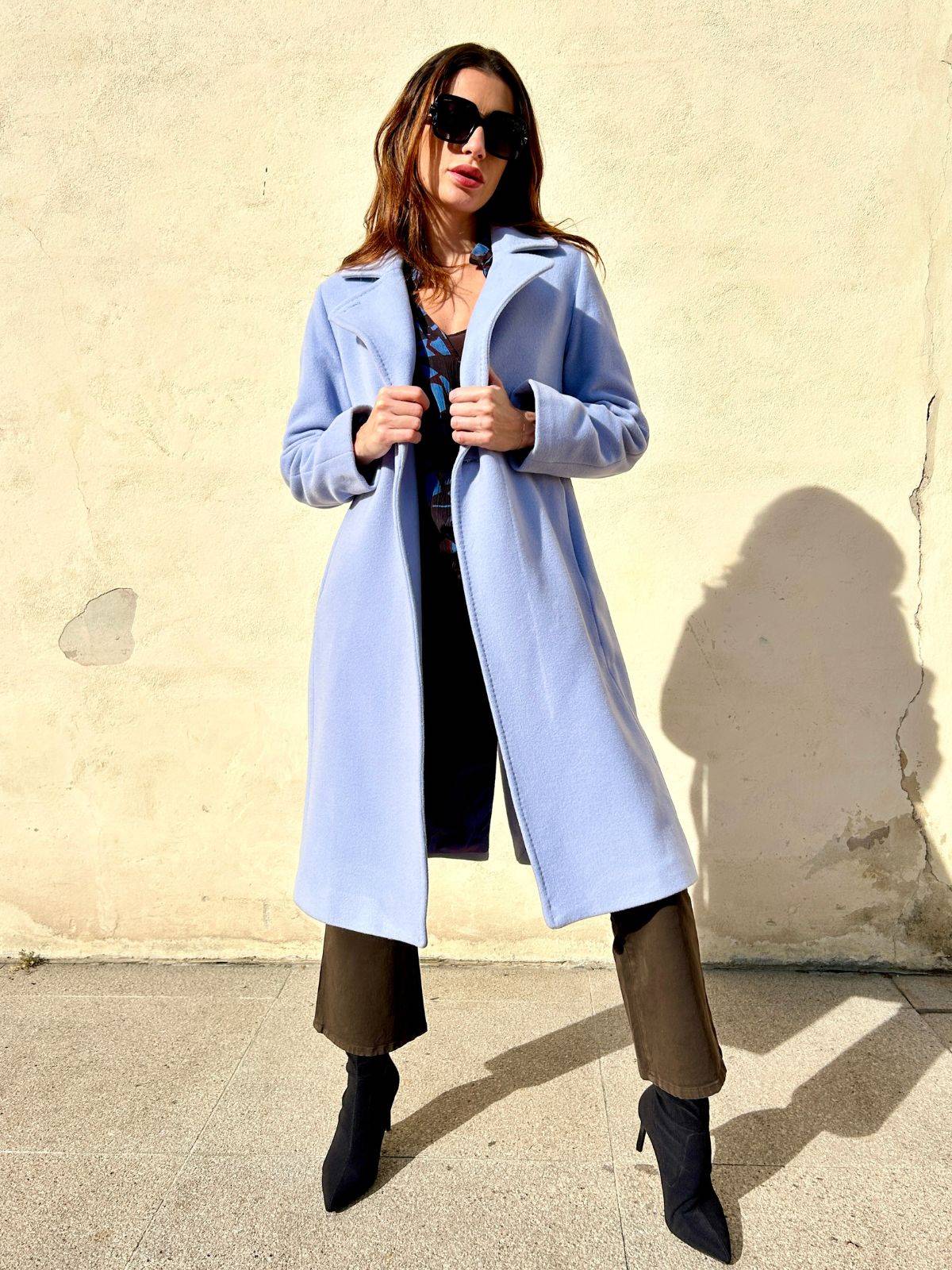 Cappotto sartoriale in lana azzurro