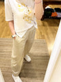 Pantalone beige con elastico