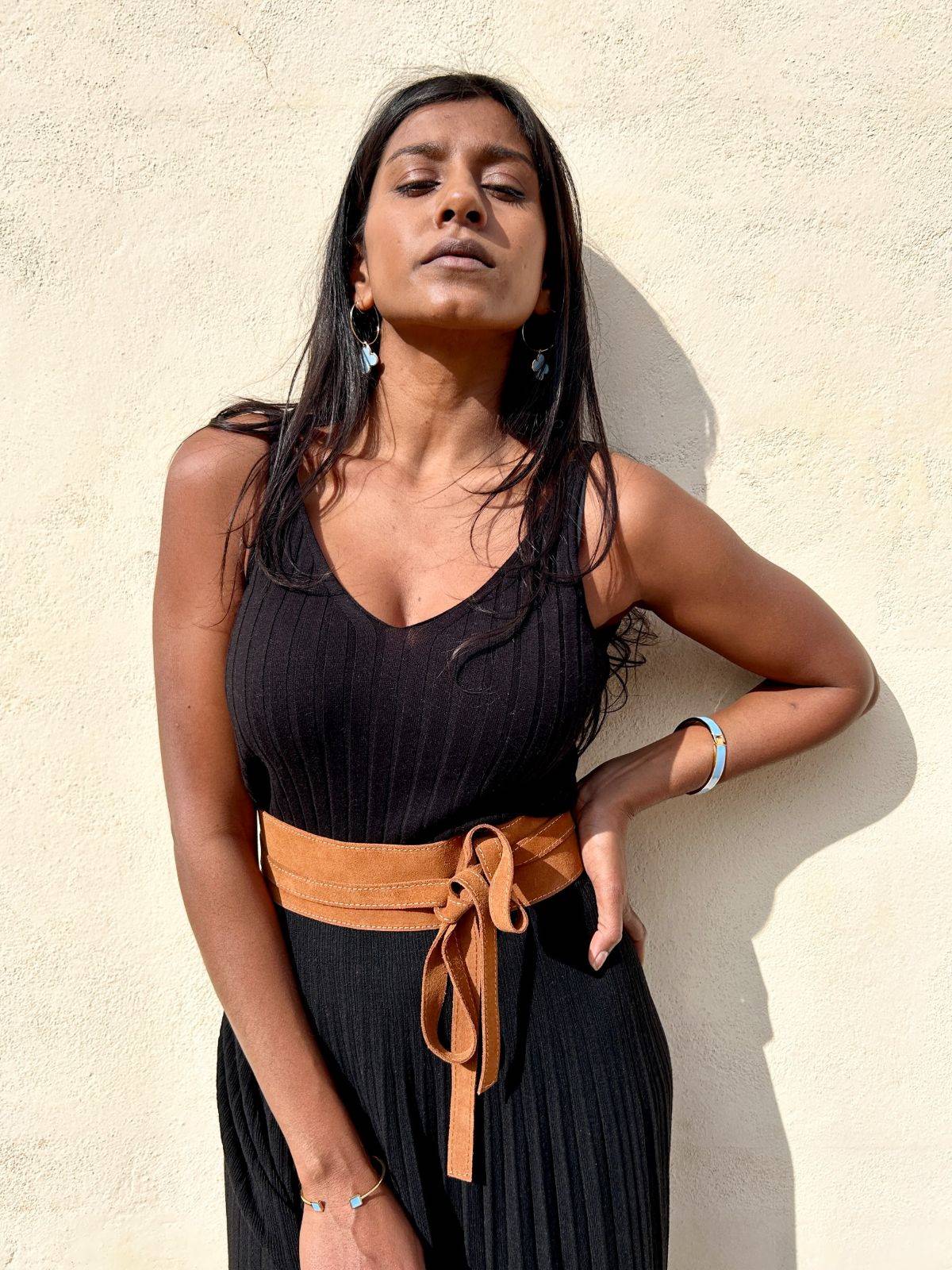 Canotta in maglia a coste nera