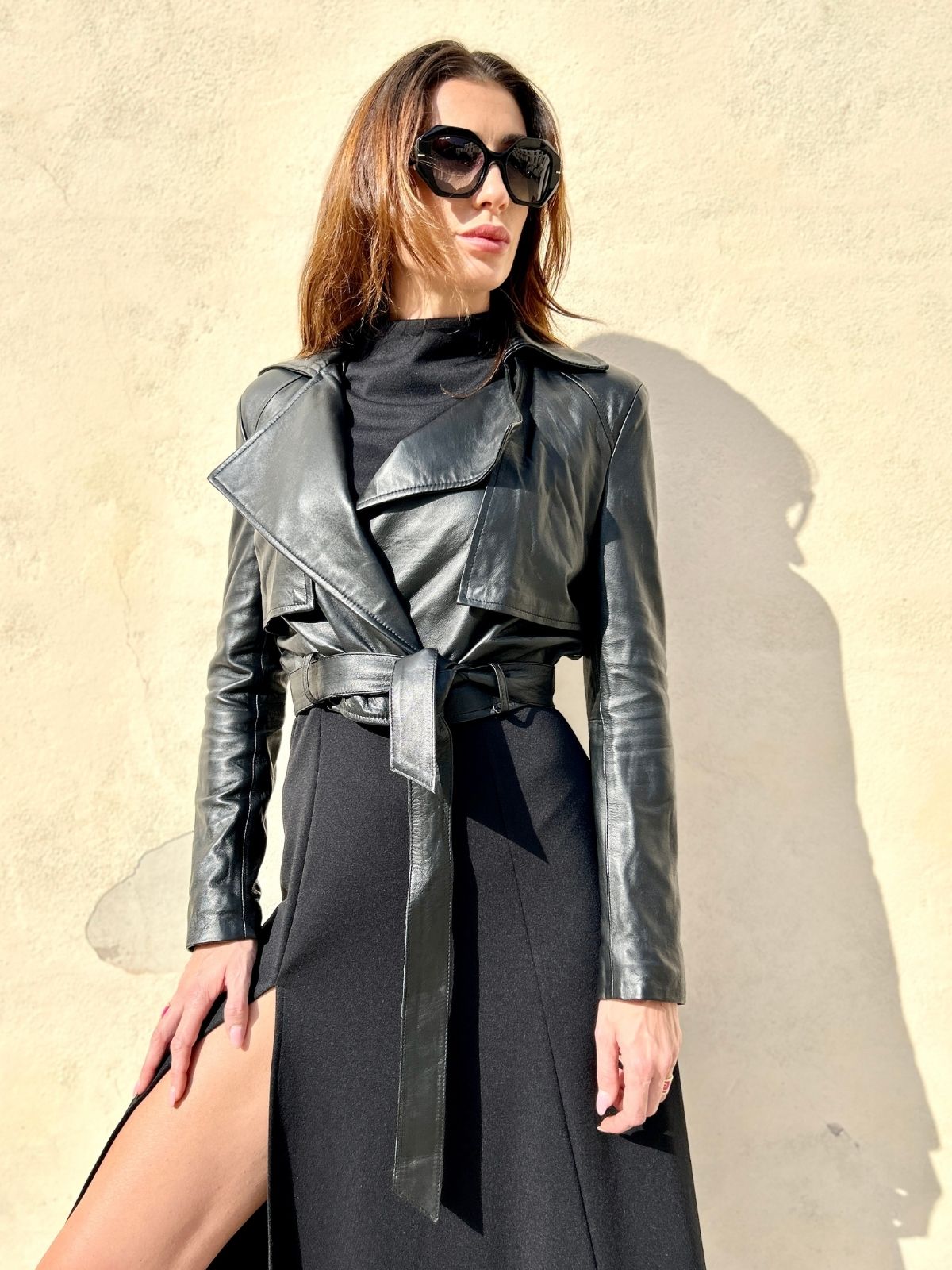 Giubbino in pelle crop
