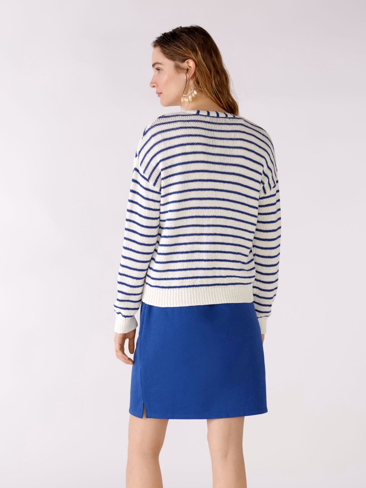 Cardigan panna a righe blu