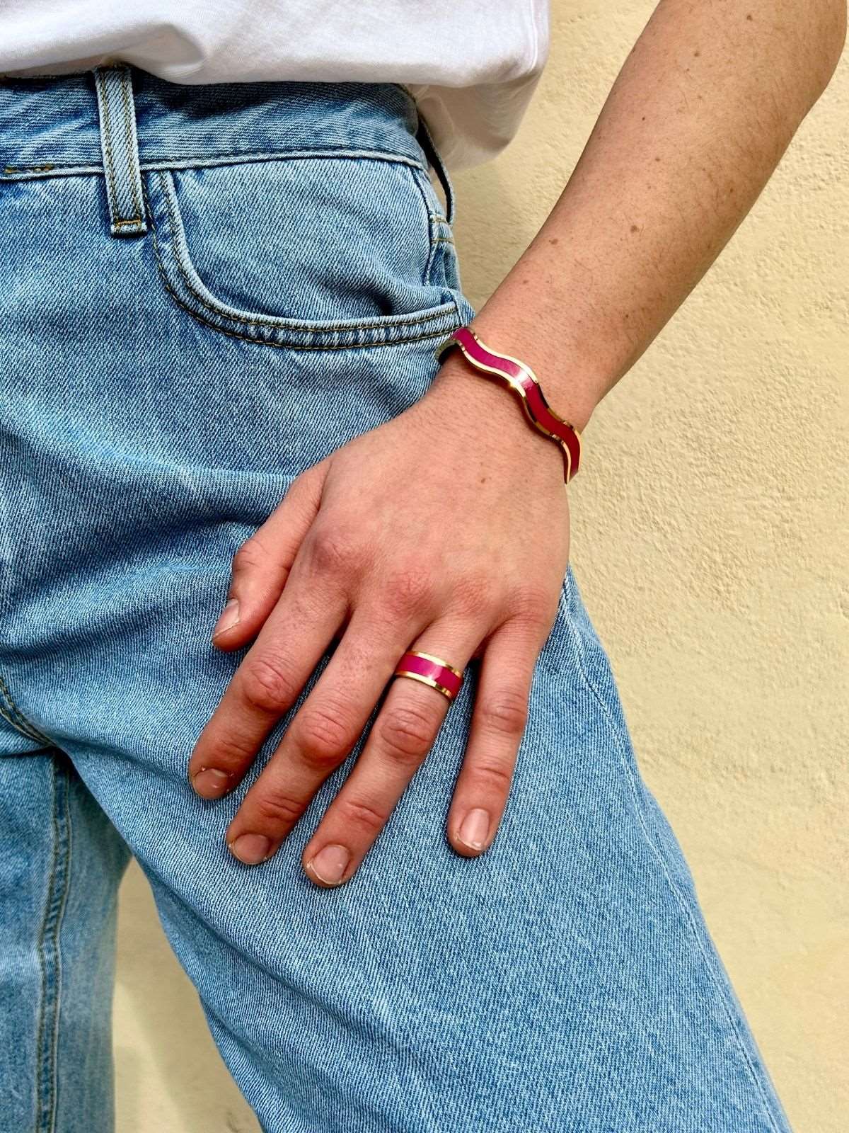 Anello fedina mini fucsia