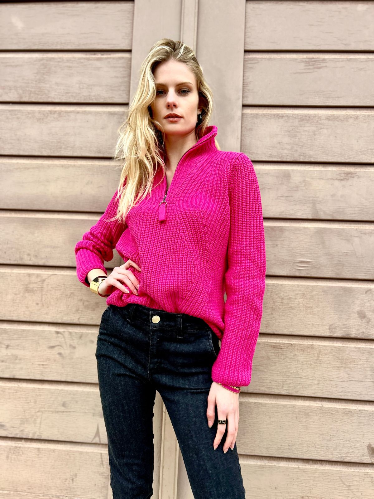Maglia in caldo cotone fucsia