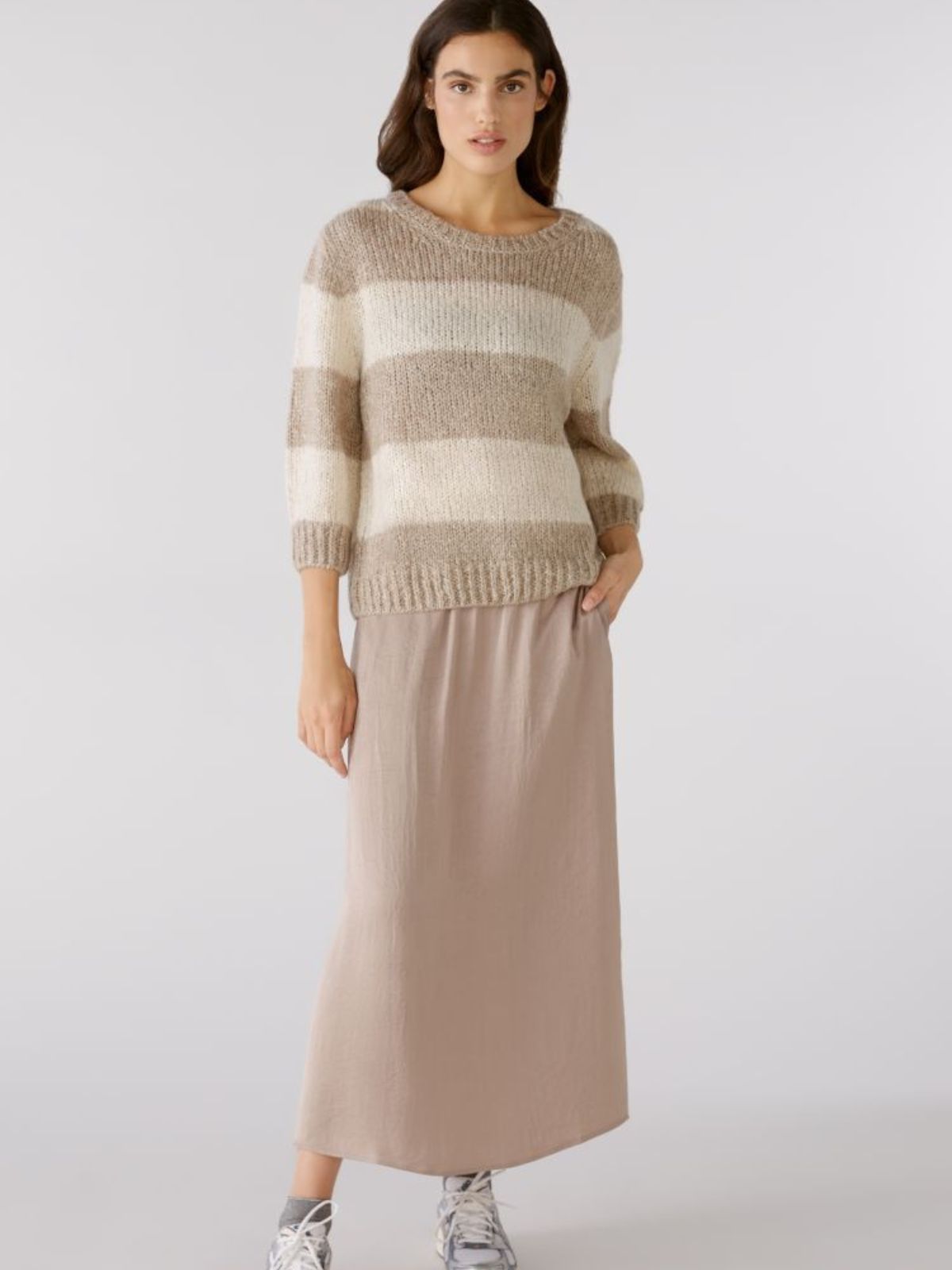 Maglia a bande in mohair
