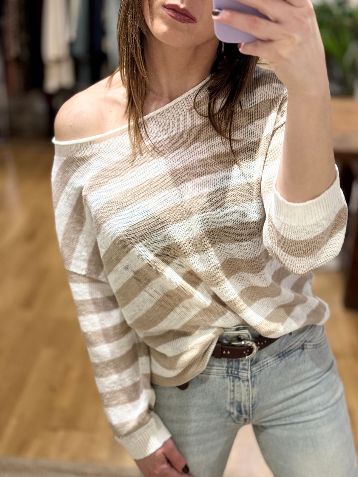 Maglia in lino a righe