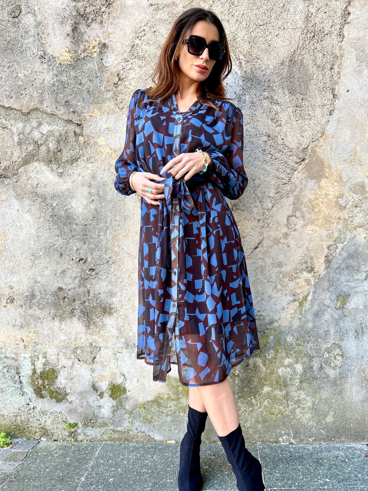 Chemisier in tessuto creponne lurex fantasia “astratta”