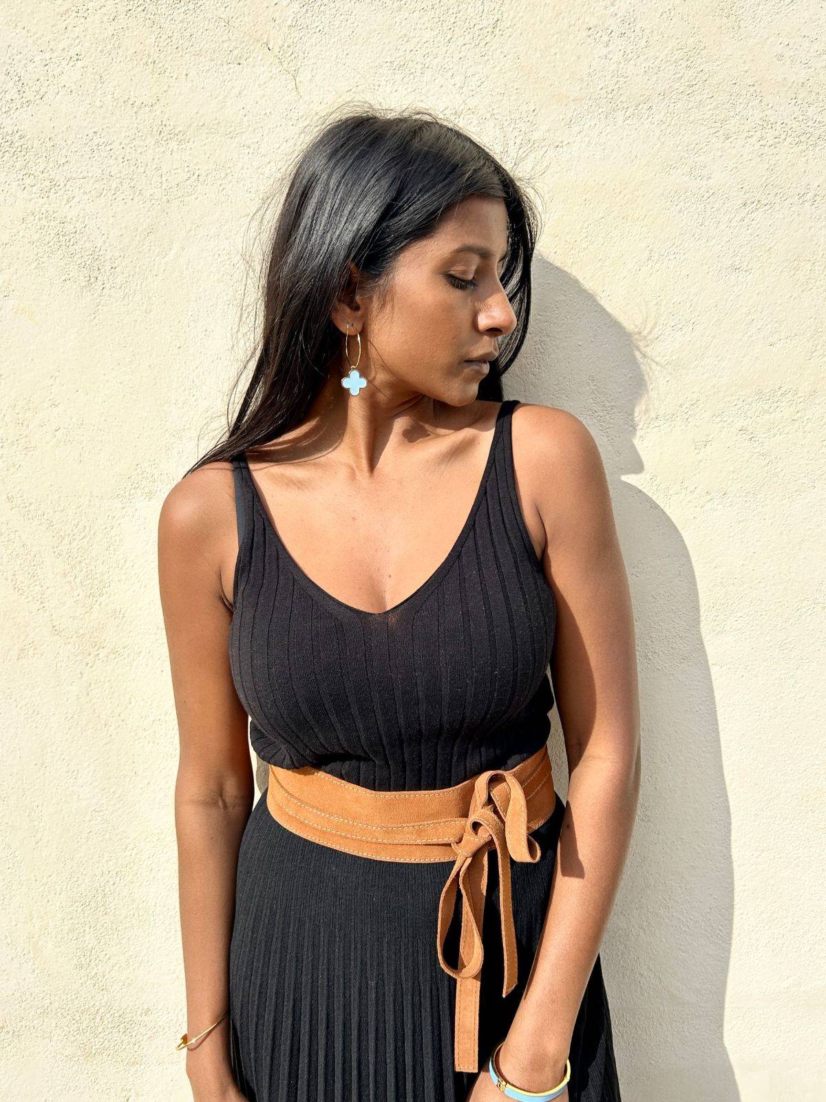 Canotta in maglia a coste nera