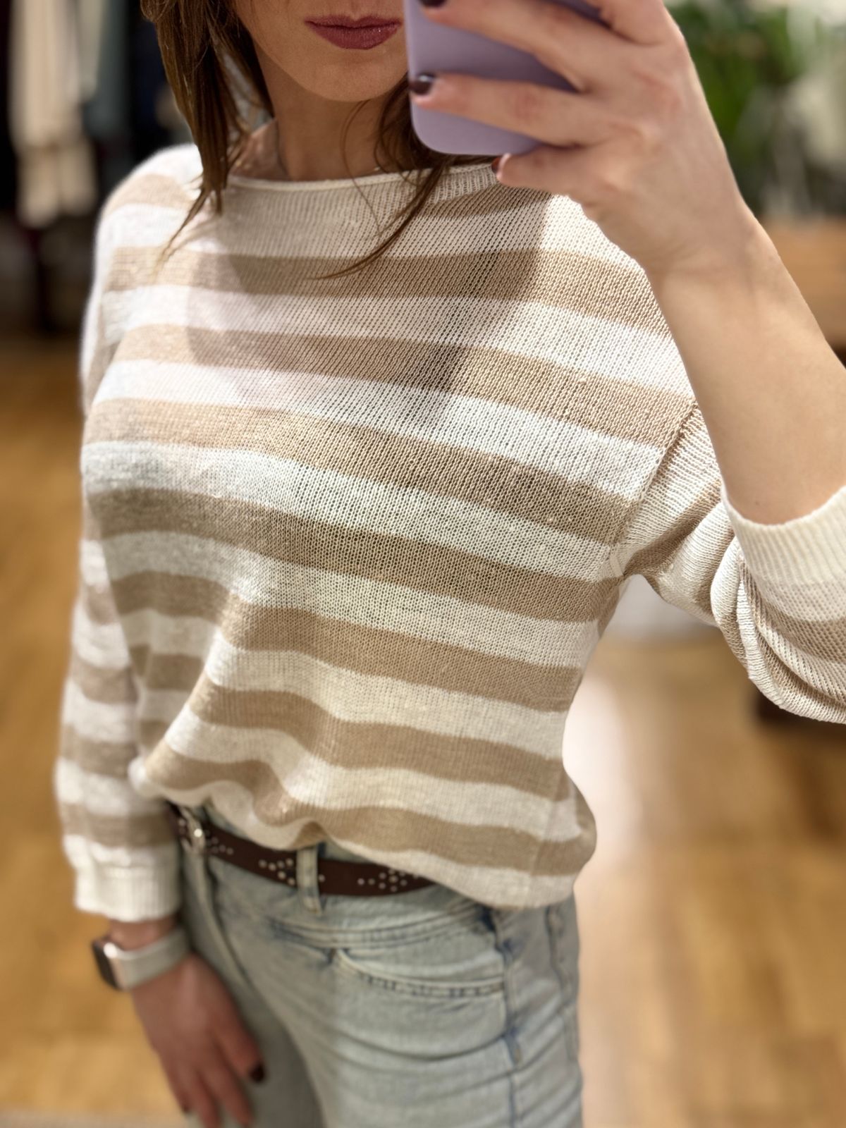 Maglia in lino a righe