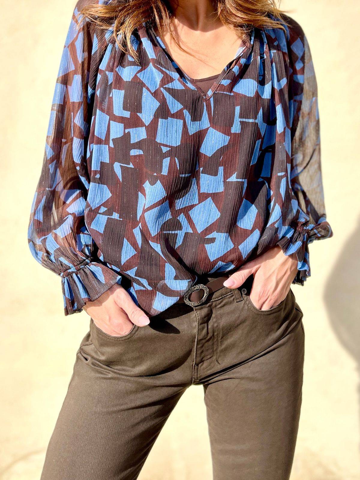 Blusa in creponne lurex fantasia “astratta”