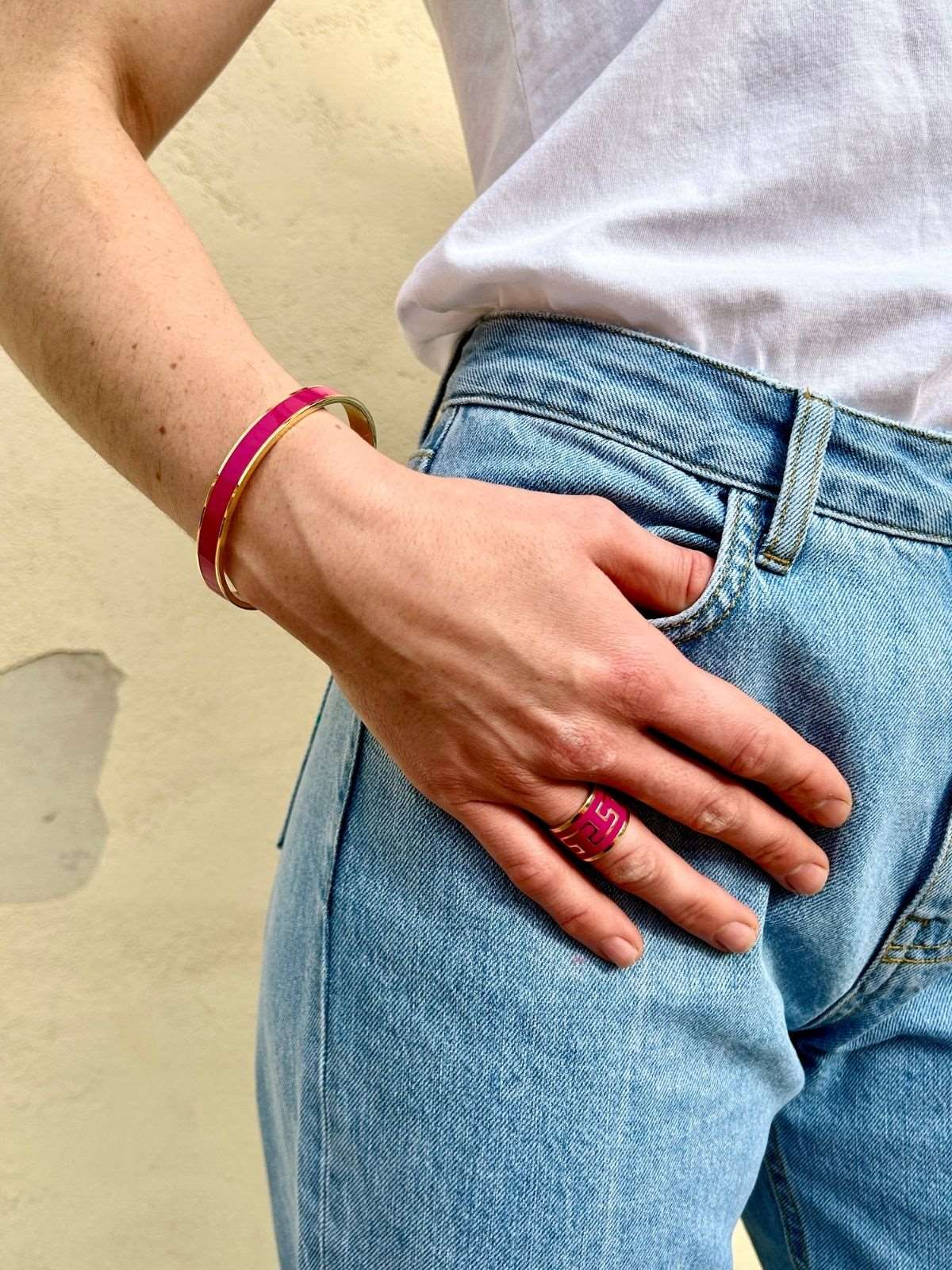 Anello greca etrusca fucsia