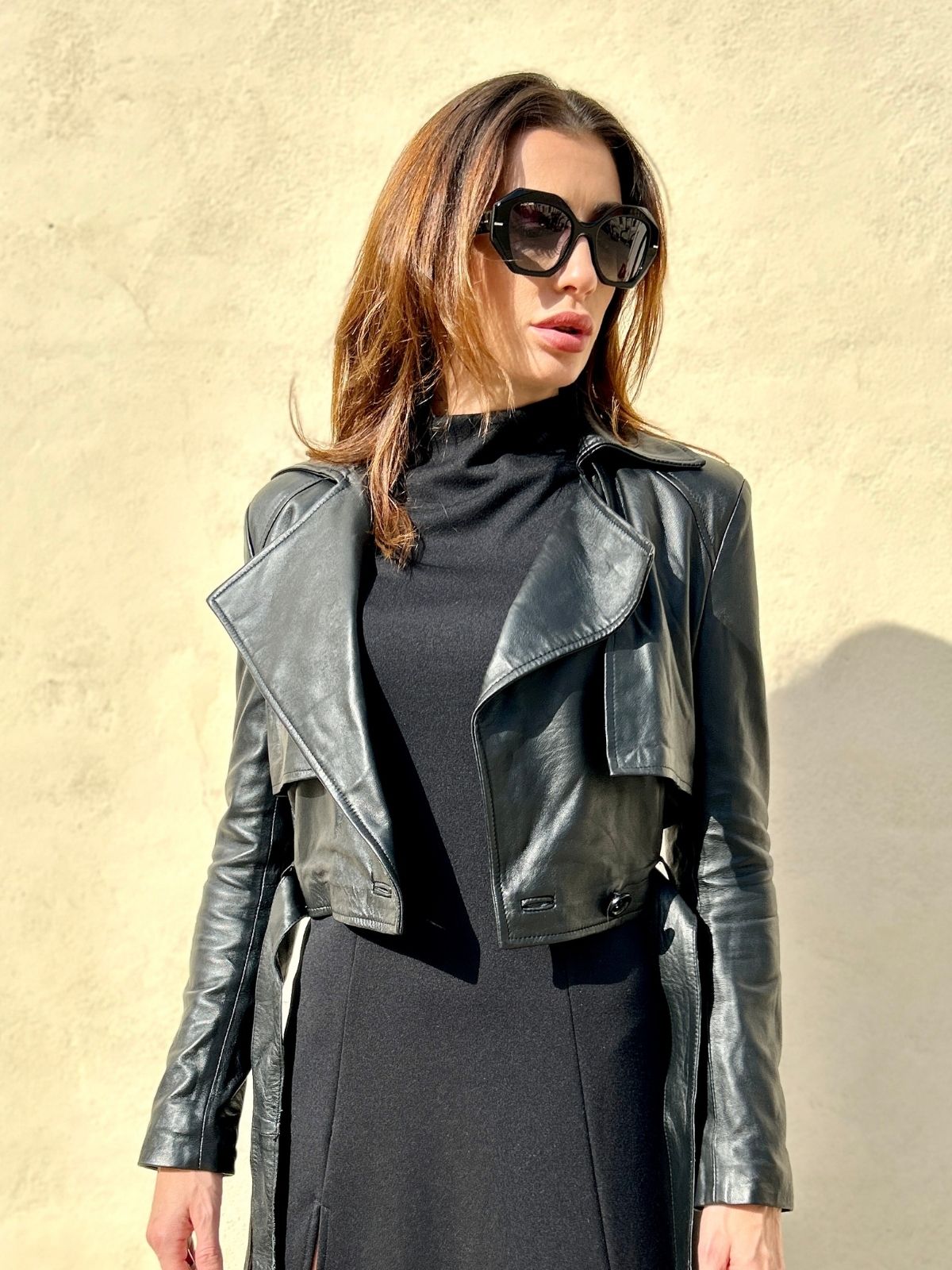 Giubbino in pelle crop