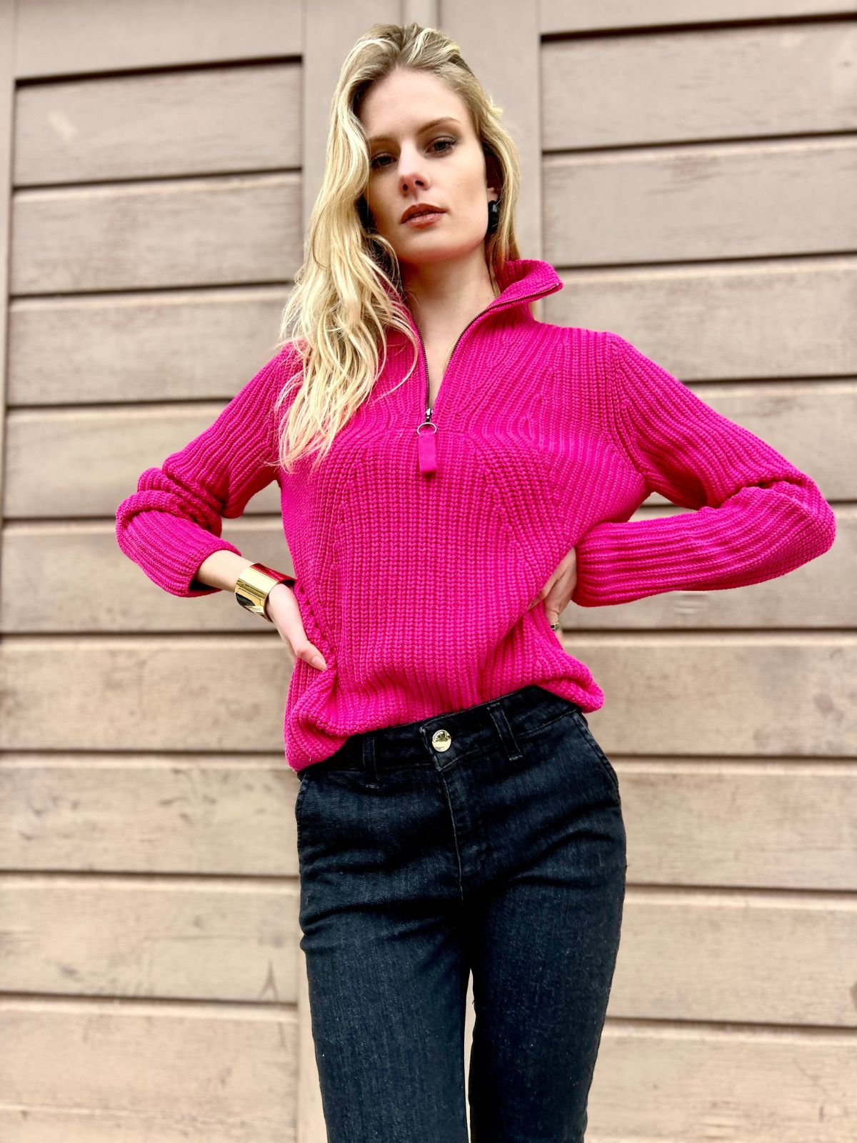 Maglia in caldo cotone fucsia