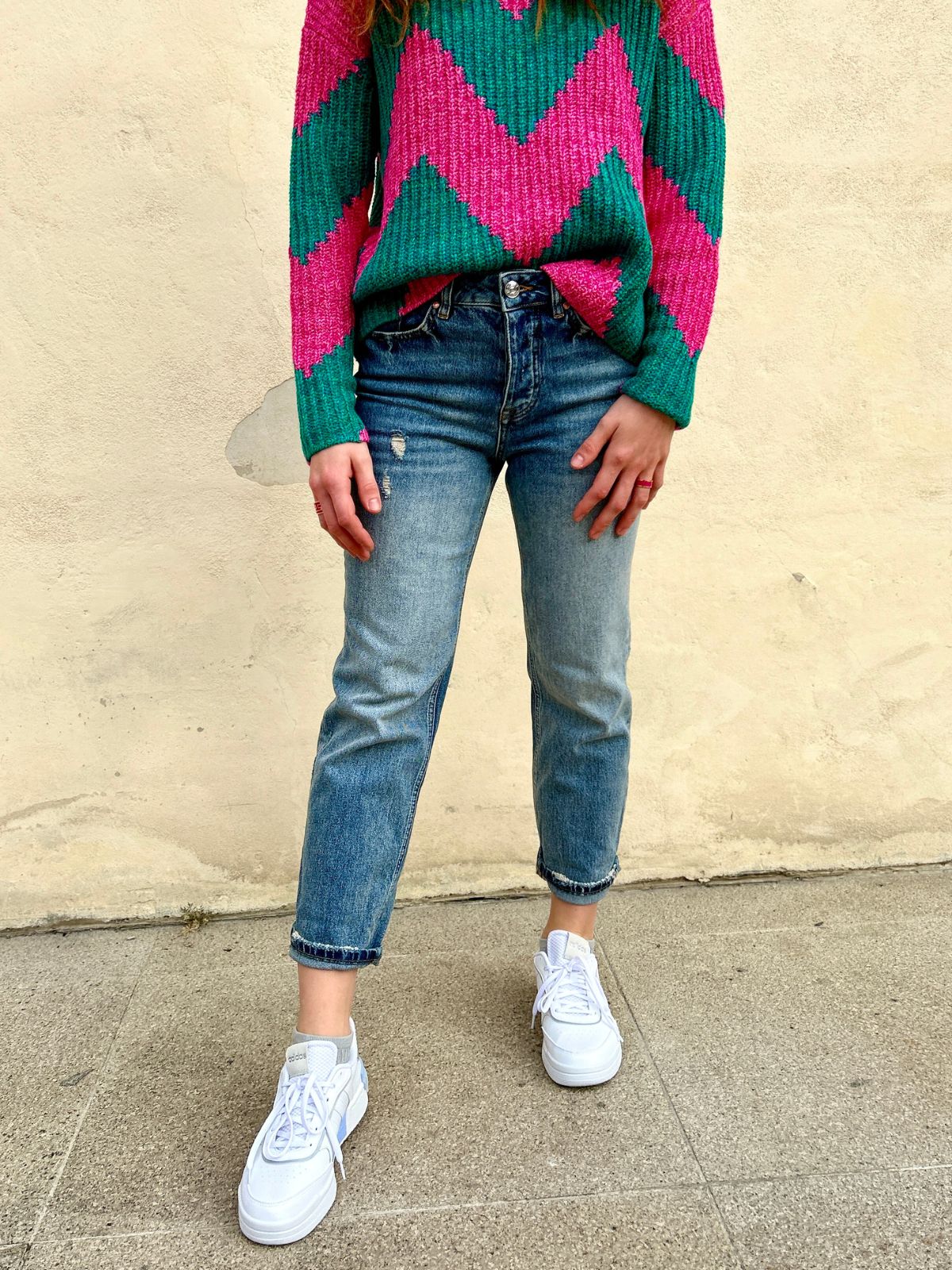 Jeans denim a vita alta - gamba dritta