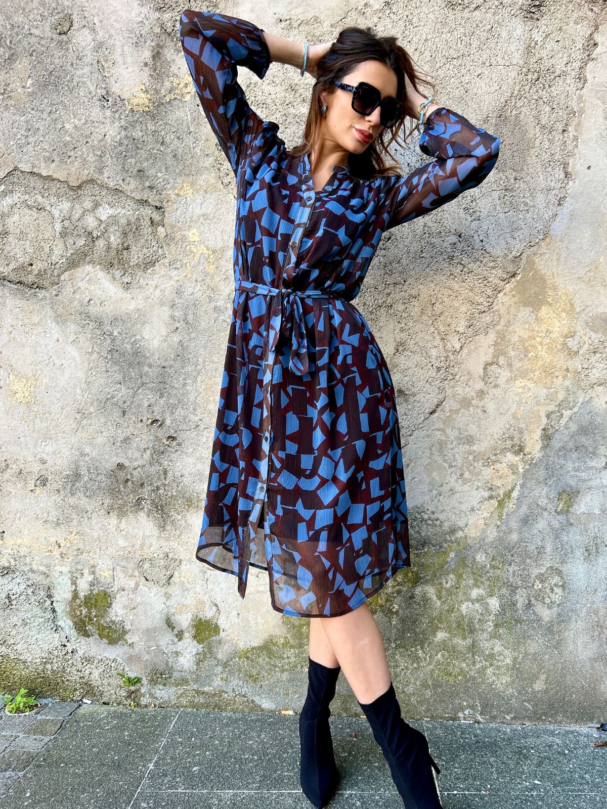 Chemisier in tessuto creponne lurex fantasia “astratta”