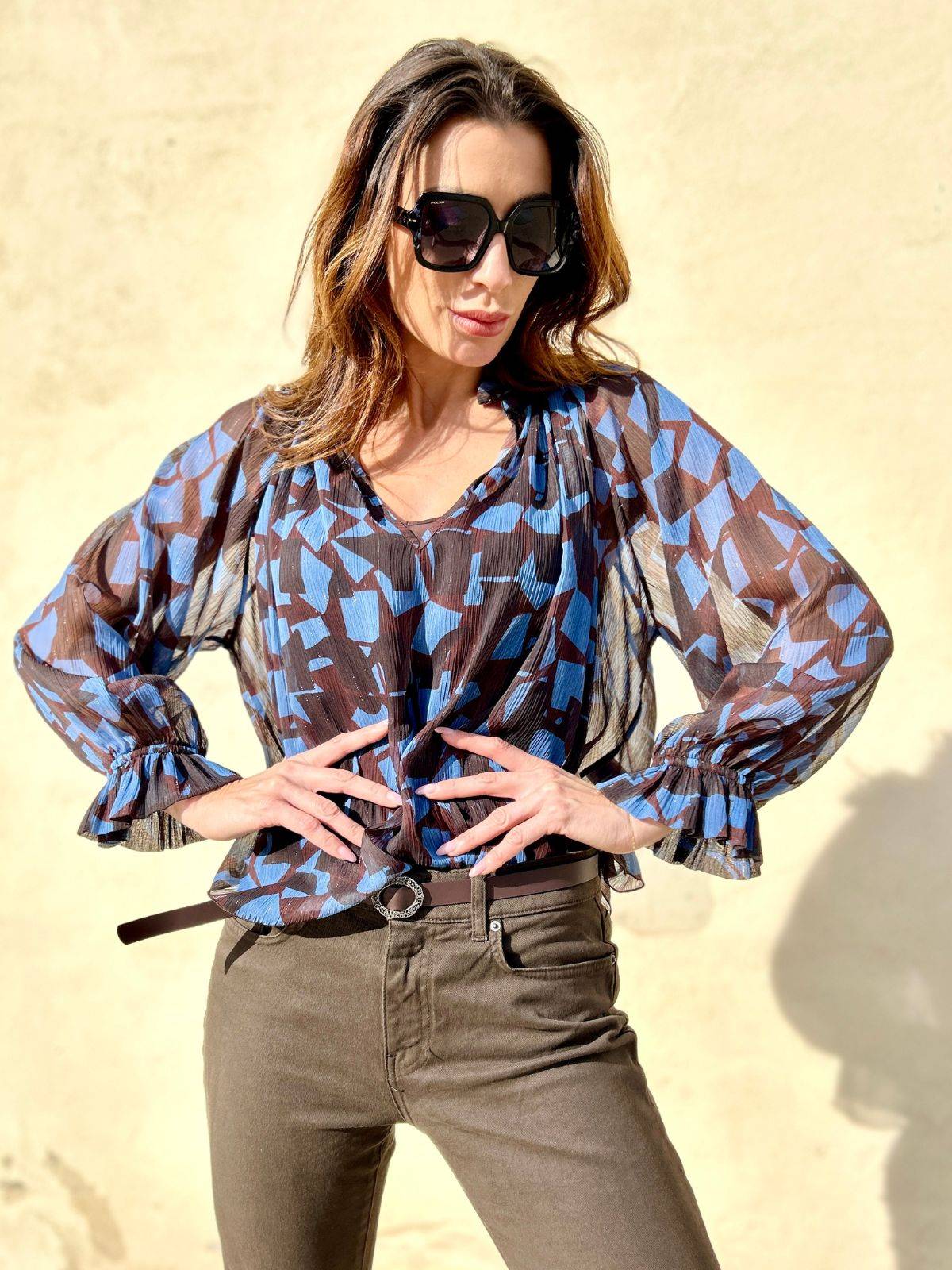 Blusa in creponne lurex fantasia “astratta”