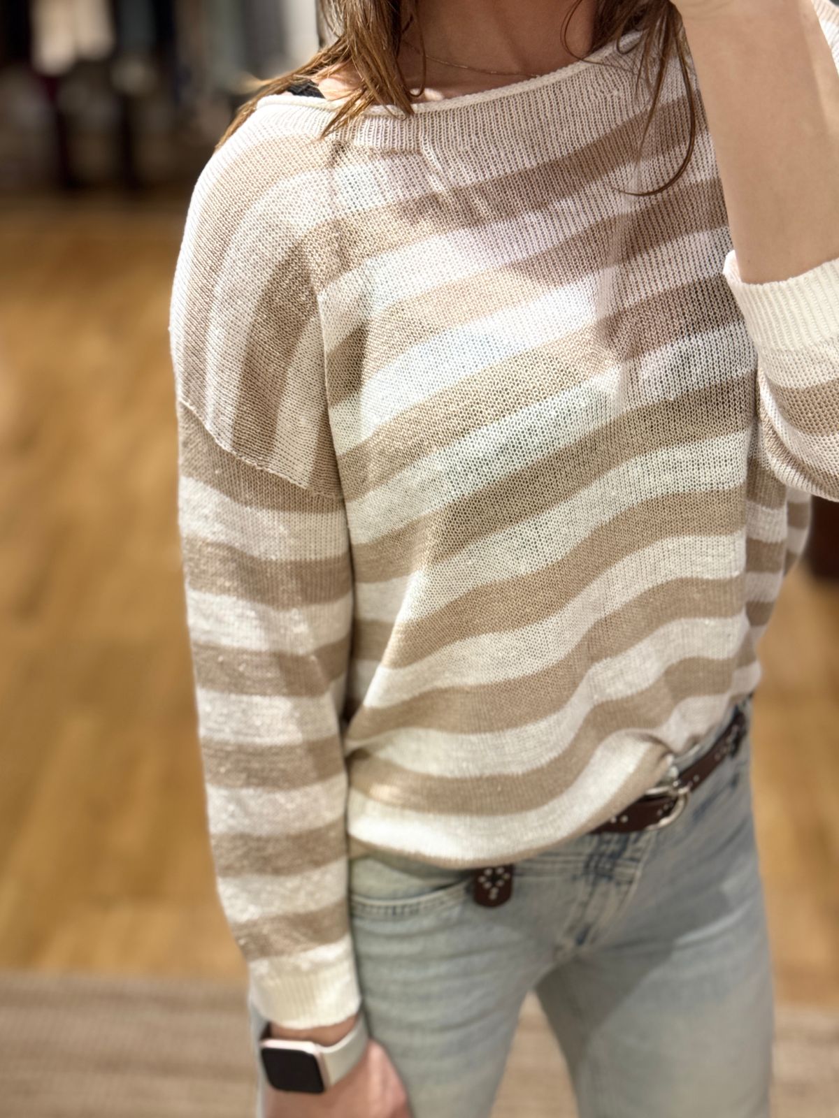 Maglia in lino a righe