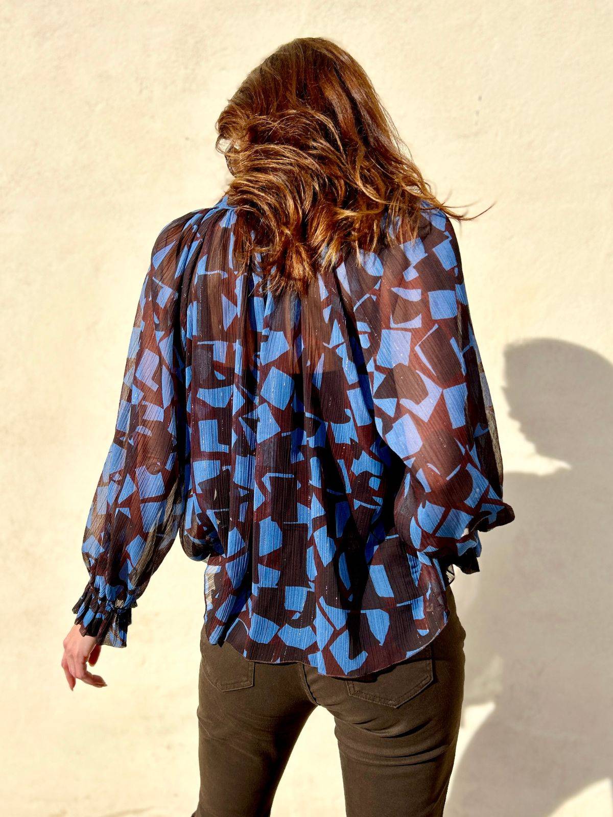 Blusa in creponne lurex fantasia “astratta”