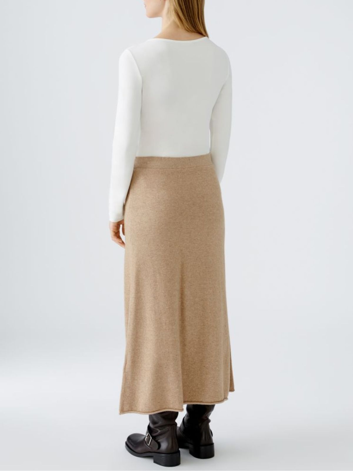 Gonna in maglia cammello
