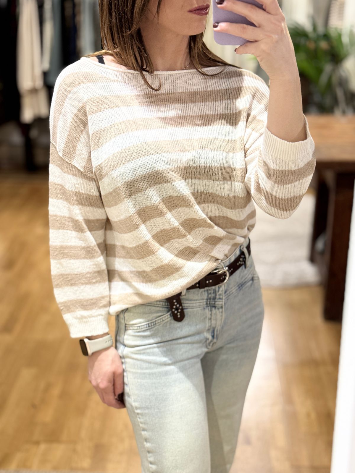 Maglia in lino a righe