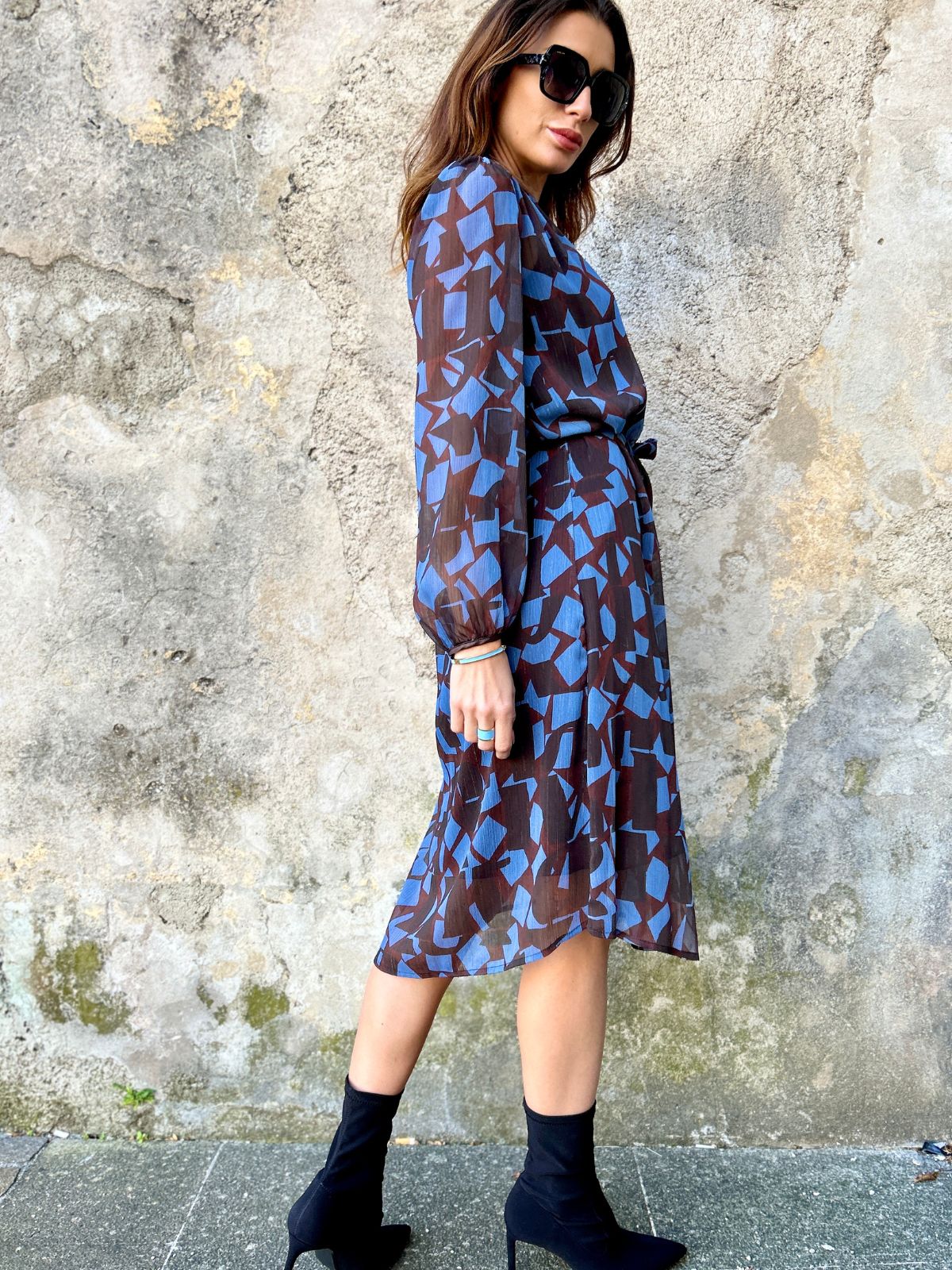 Chemisier in tessuto creponne lurex fantasia “astratta”