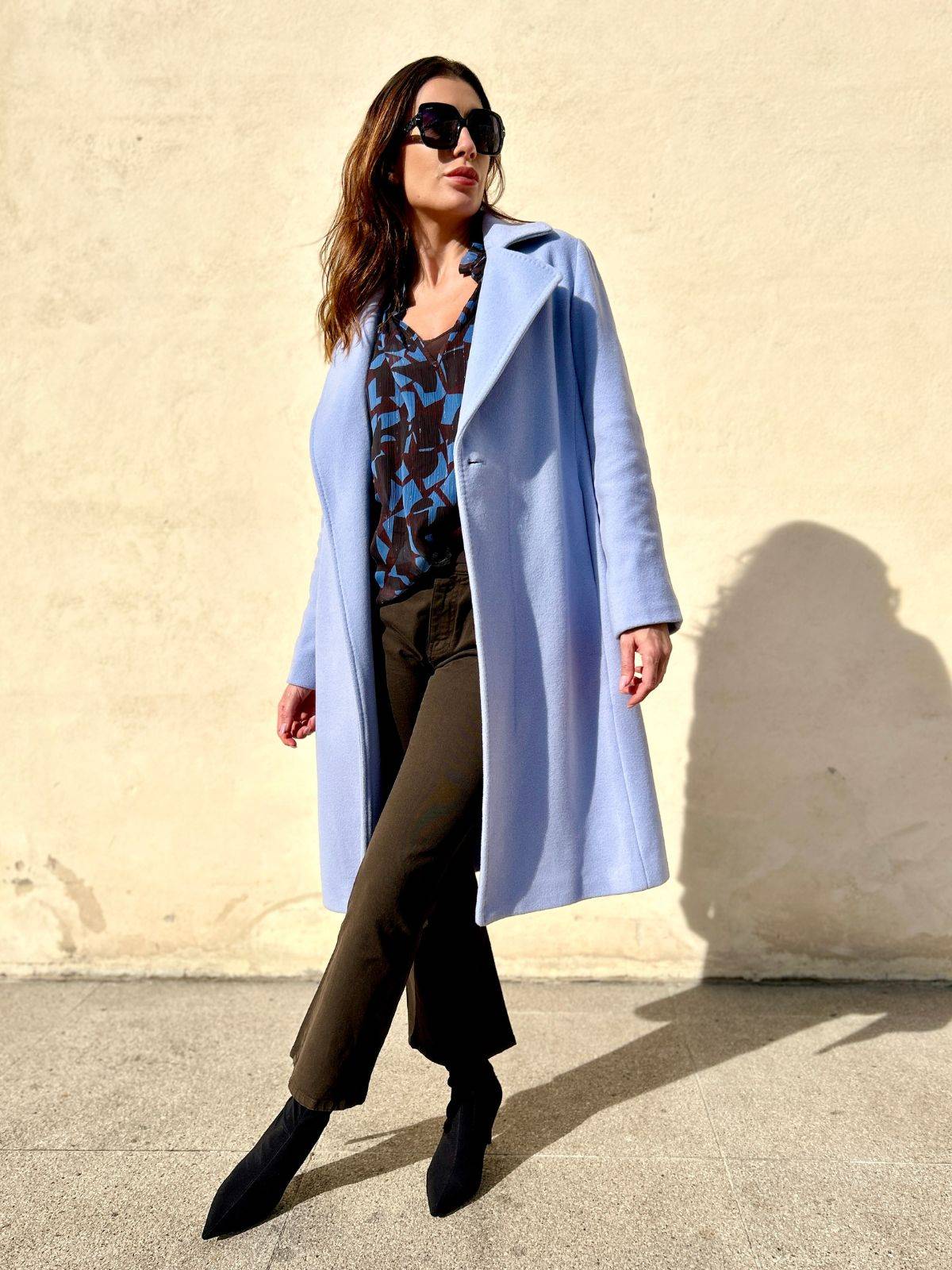 Cappotto sartoriale in lana azzurro