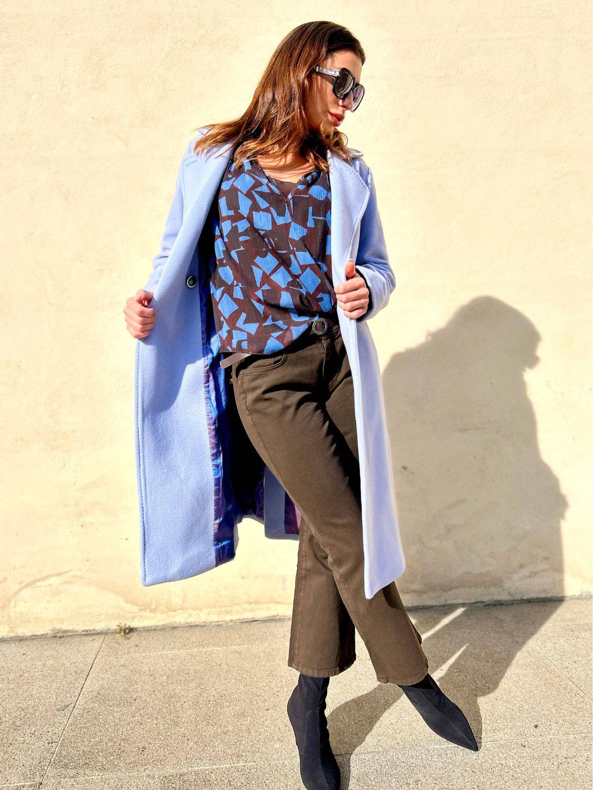 Cappotto sartoriale in lana azzurro