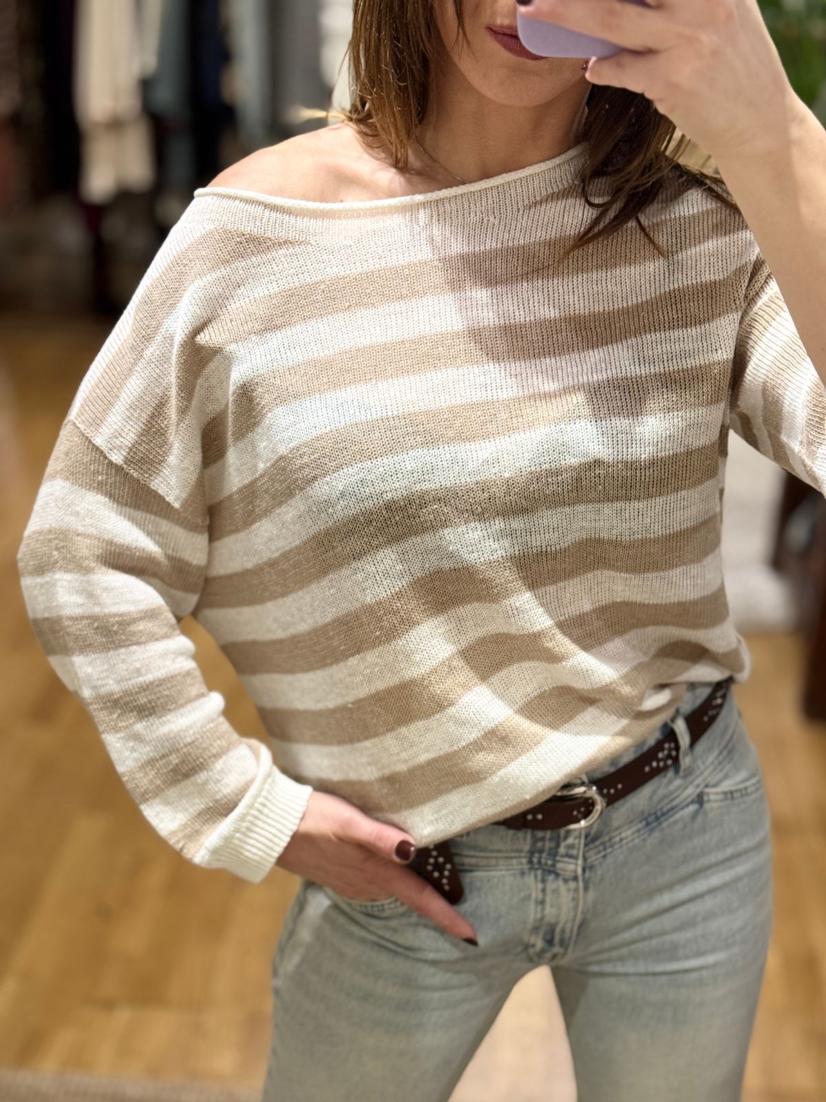 Maglia in lino a righe
