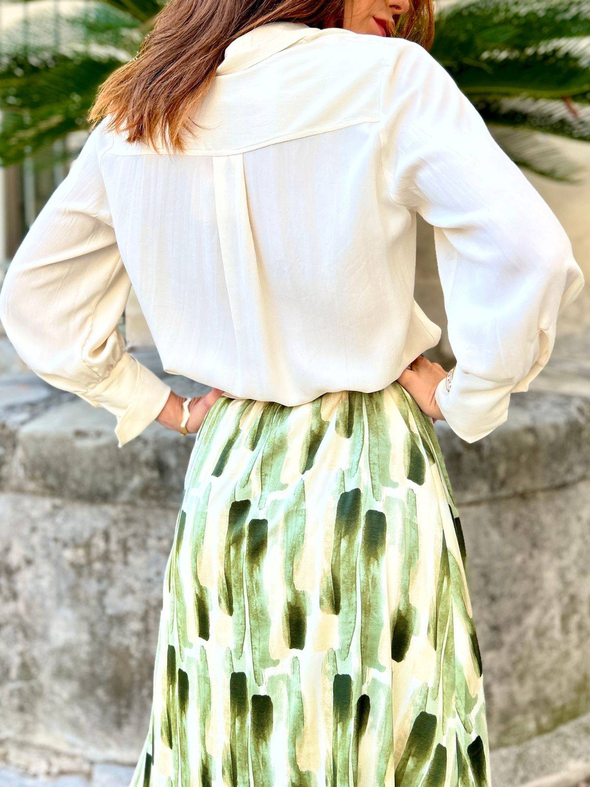 Camicia in misto seta burro