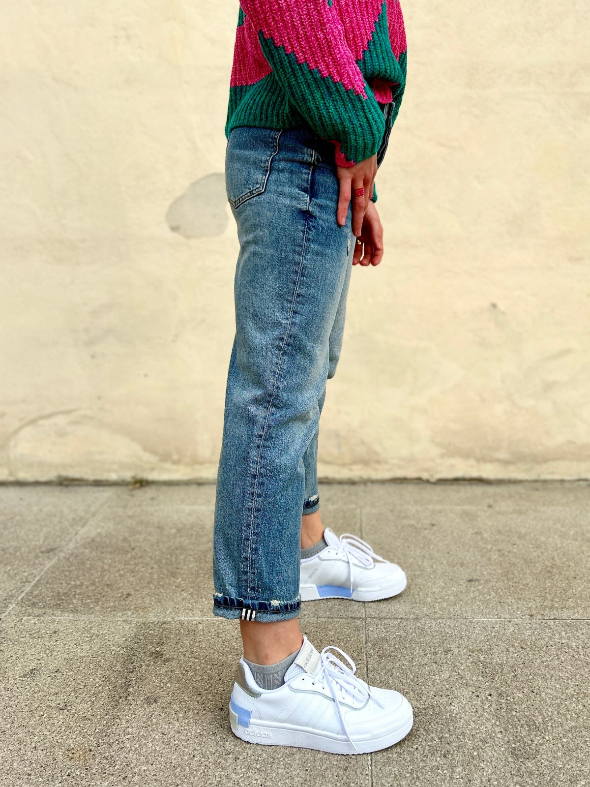 Jeans denim a vita alta - gamba dritta