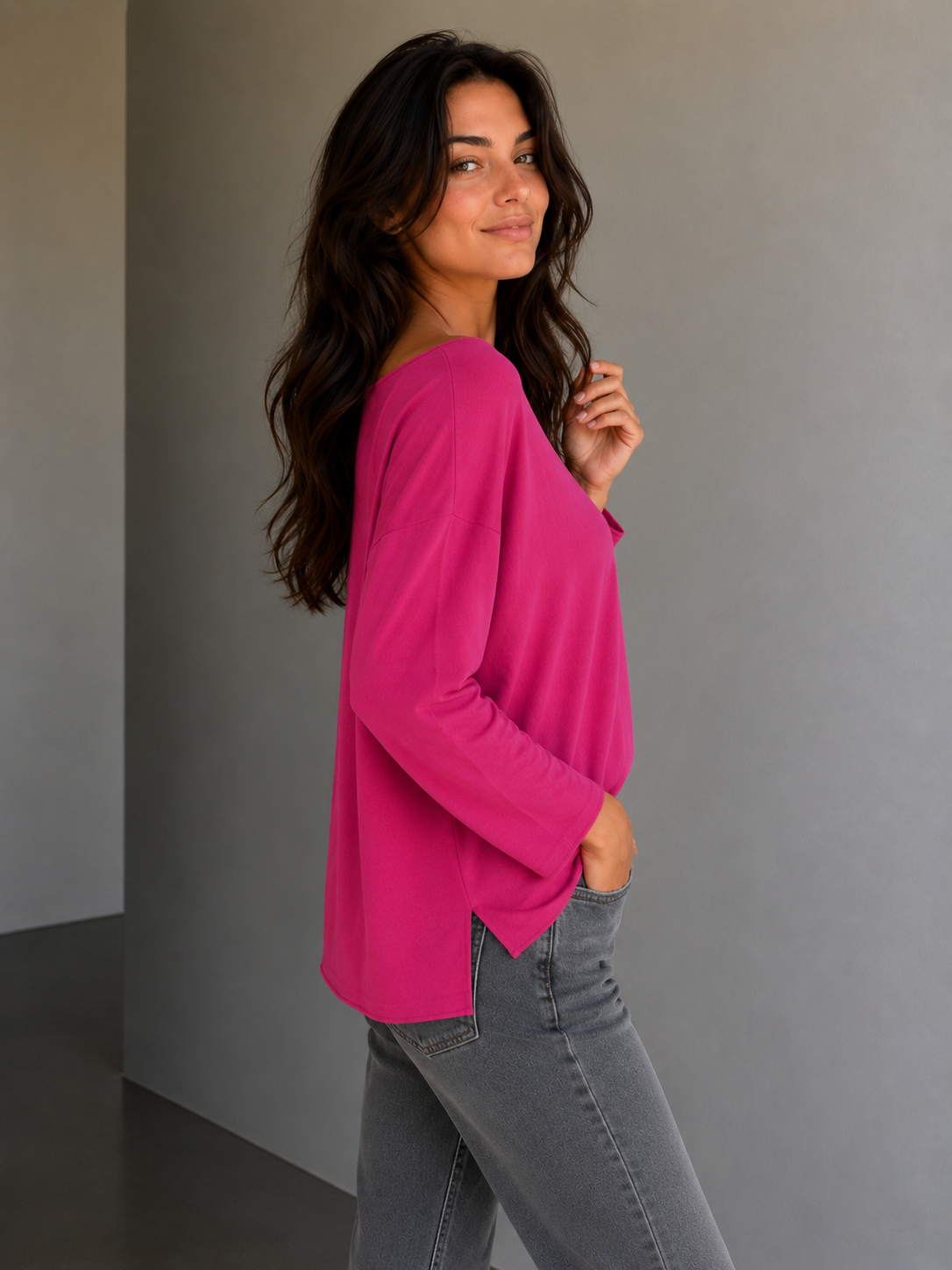 Maglia in viscosa rosa