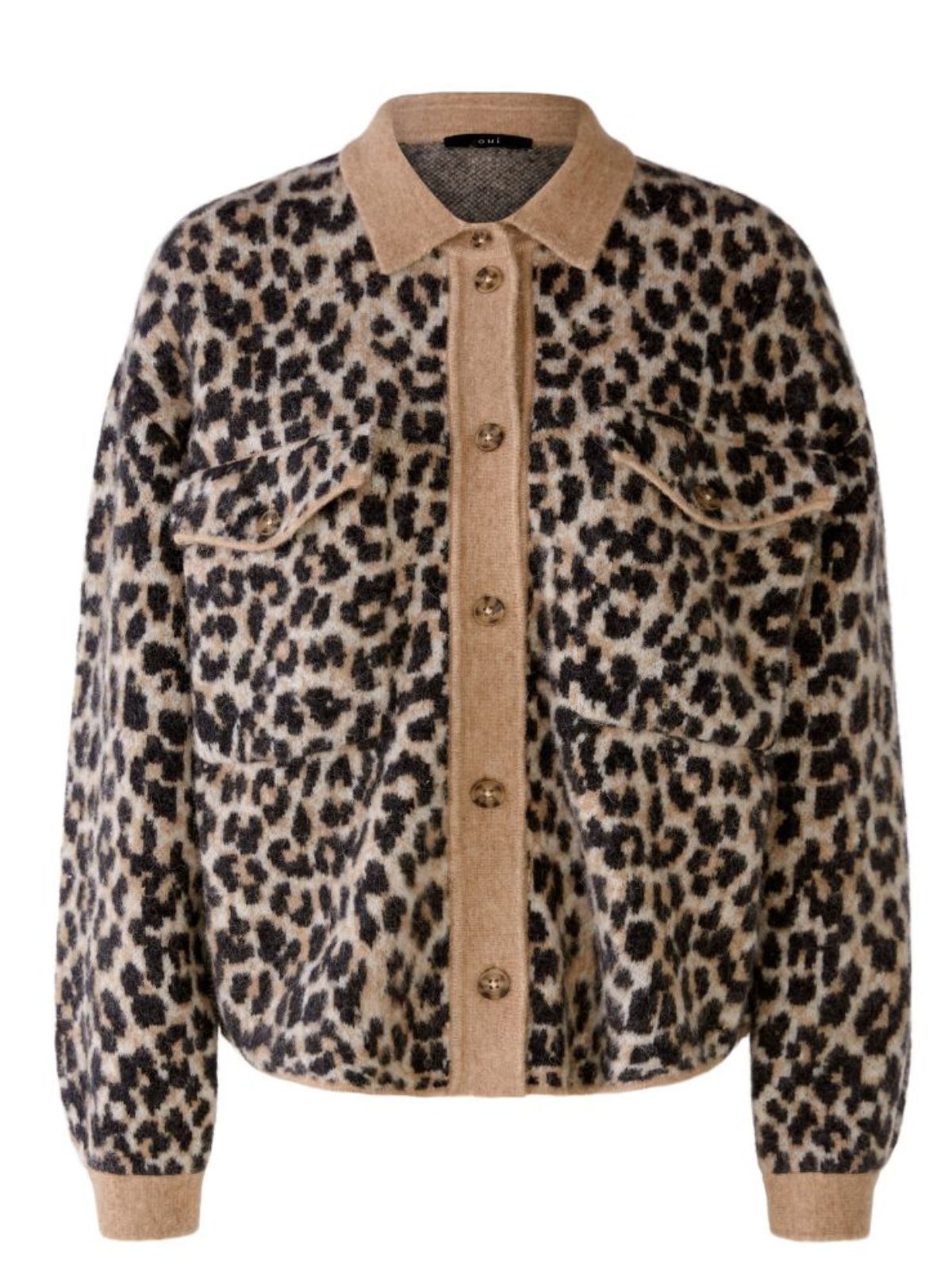 Cardigan in lana e alpaca animalier